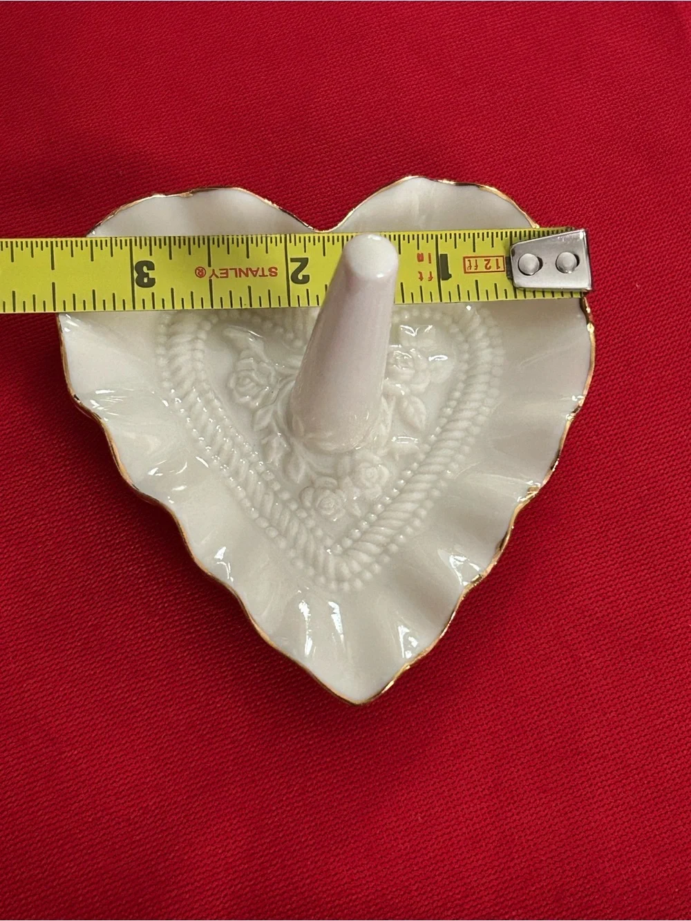 Lenox Cream Heart-Shaped Jewelry Dish with Gold Logo